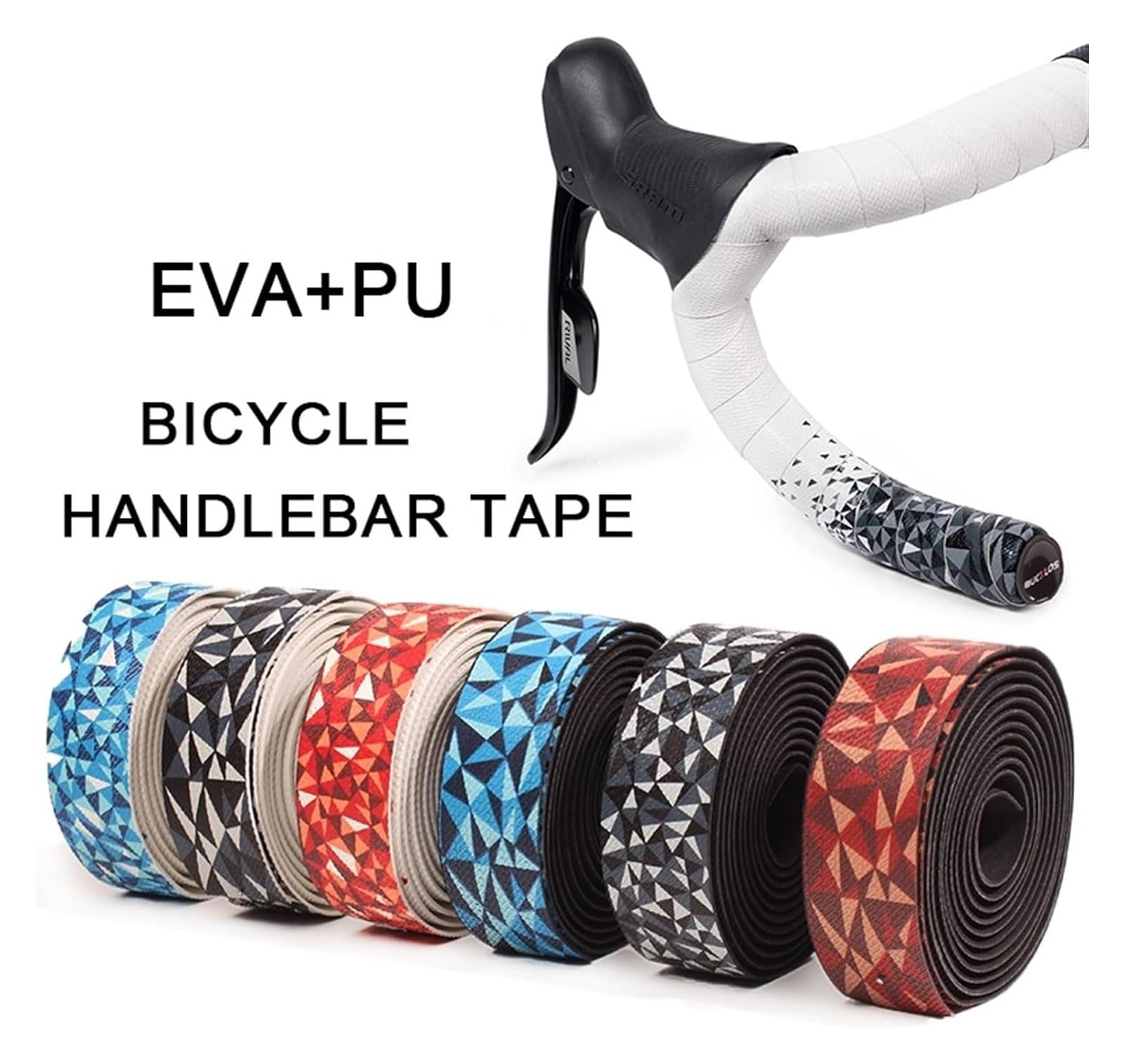 Lenkerband, Fahrrad-Lenkerband, 2,2 m, Rennrad-Lenkerband, ultraleichte Lenkerbänder, Eva + PU, weiches Anti-Vibrations-Wickelband, Lenkerband, Fahrradzubehör(White Blue)