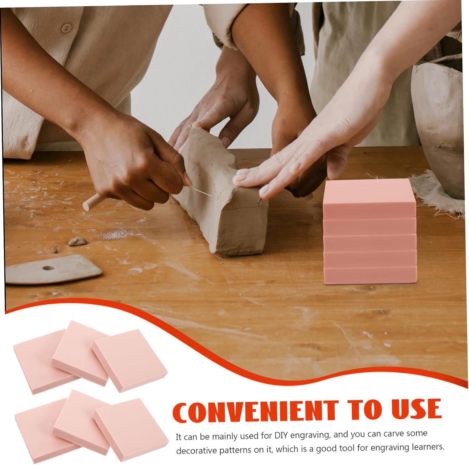 10pcs Pink Rubber Carving Blocks for DIY Stamp Crafting