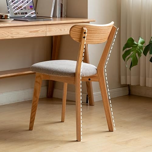 Miniatura 5 de Sillas de comedor 100% de madera de roble macizo, sillas de comedor modernas de mediados de siglo con respaldo redondeado, silla de cocina, sillas