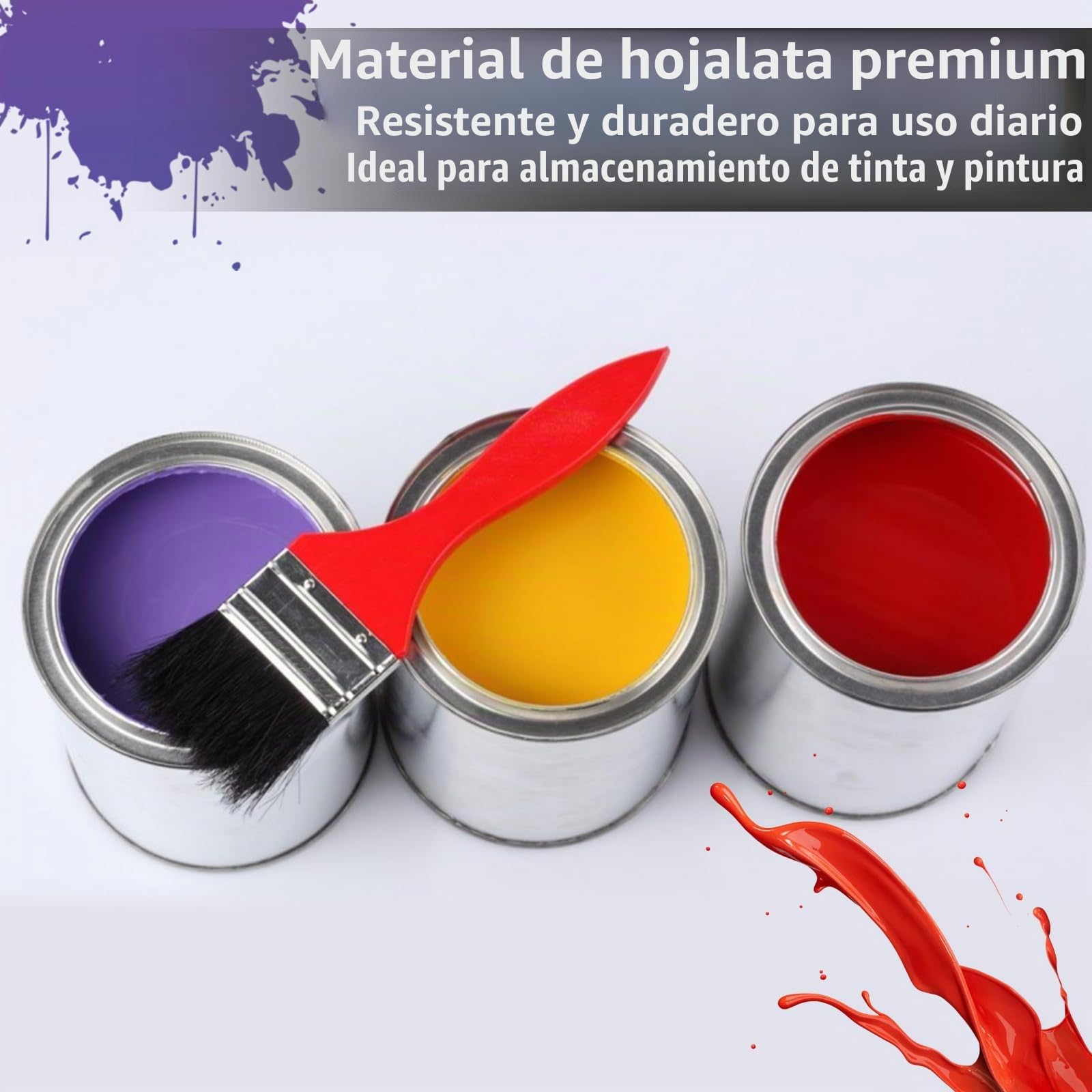 Paquete de 6 latas de pintura de hojalata de 1 litro con tapas, latas de pintura vacías, contenedor de almacenamiento de pintura multiusos para manualidades, proyectos de bricolaje,