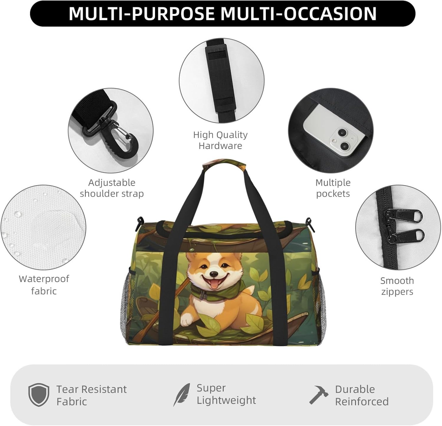 Sitting Dog Handheld travel bag weekend bag fitness yoga bag suitable for fitness and other scenarios image 5