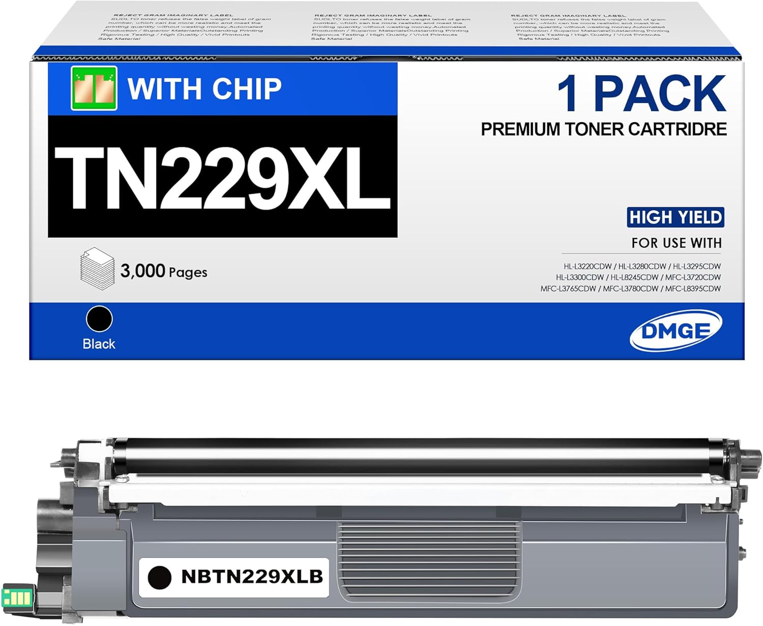 TN229XL Black Toner Cartridge Compatible with Brother MFC-L3780CDW HL-L3280CDW HL-L3220CDW MFC-L3720CDW HL-L3295CDW HL-L3300CDW Printers(1 Pack TN229)