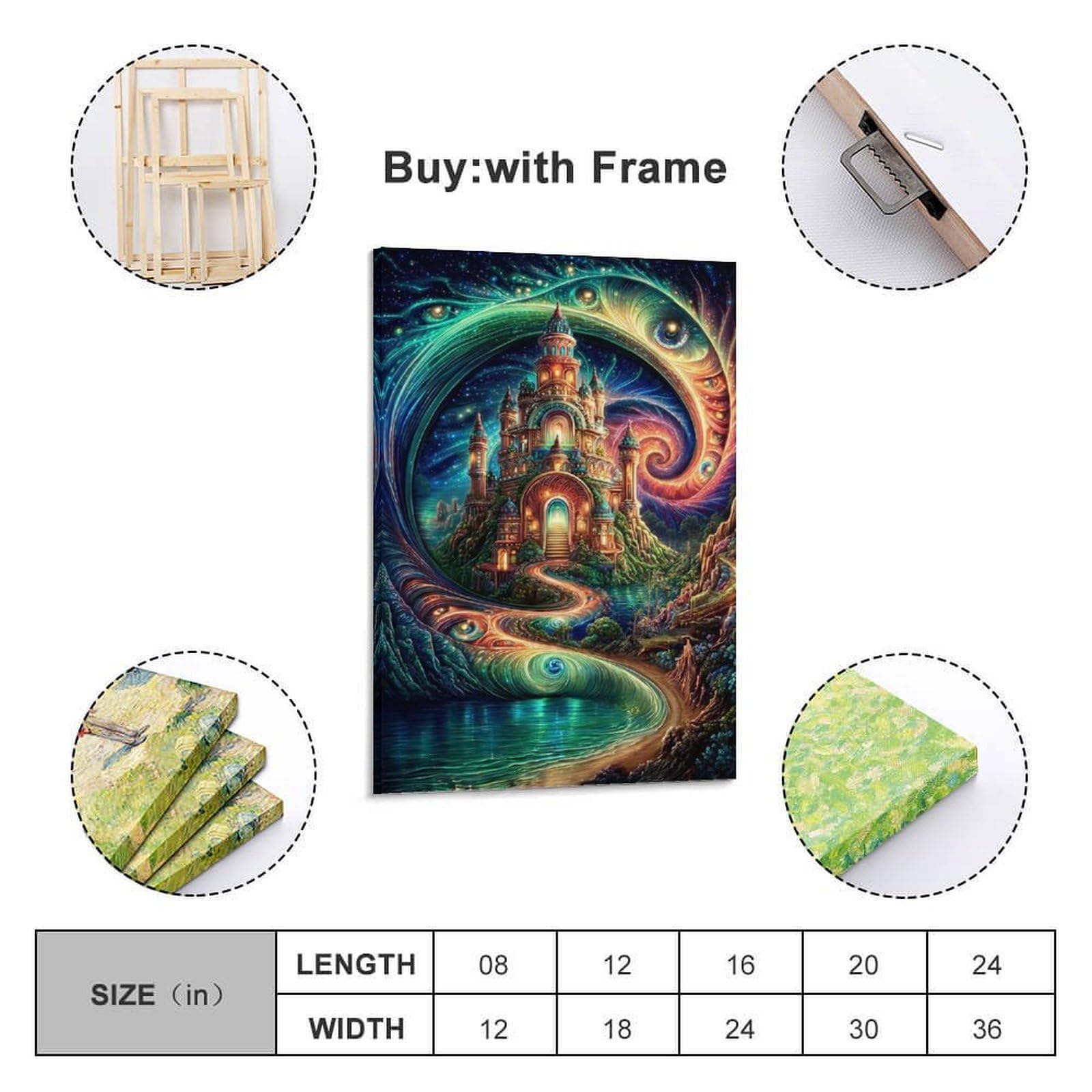 DHBANEIOK Fantasy Burg Portal Wandbild Leinwand Gemälde Wand-Dekorationen Poster Kunstdruck Für Schlafzimmer Wohnzimmer Dekor 24x36inch(60x90cm)