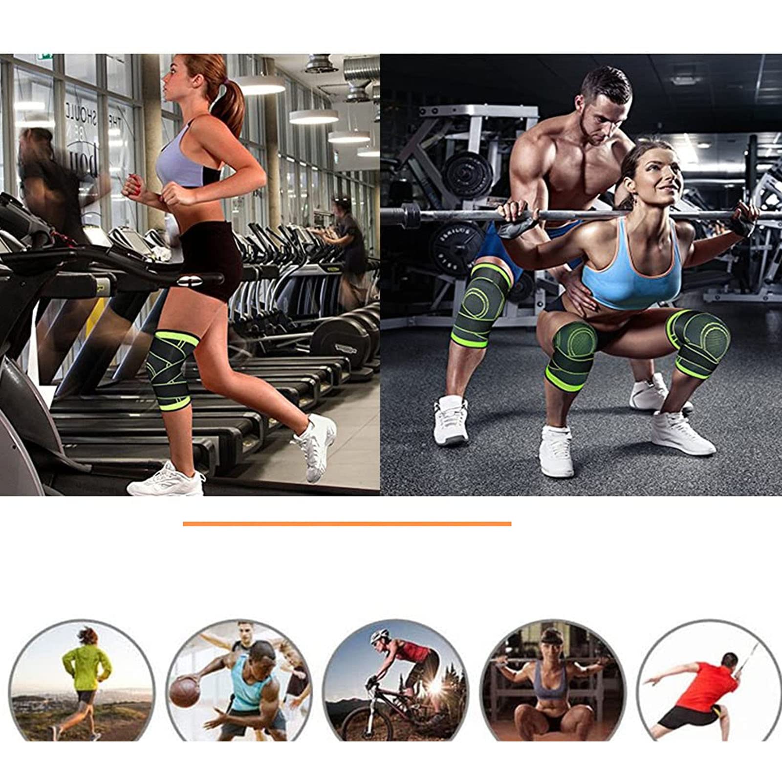 DKDDSSS 2 pièces Genouillère Sport, Genouillère Rotulienne et Ligamentaire, Genouillère De Compression pour Déchirure du Ménisque, Genouillère Arthrose Genou, Unisexe, L