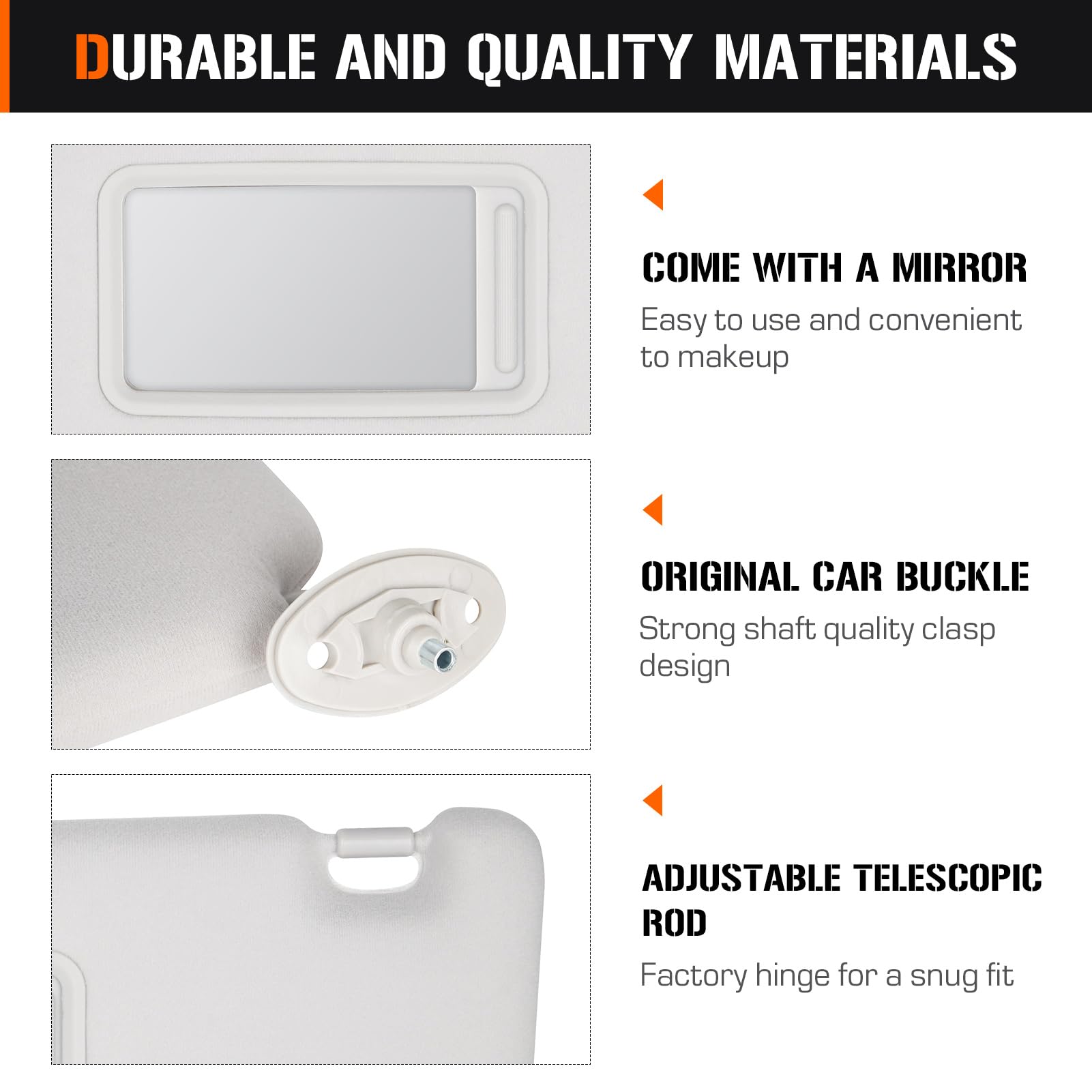 Sun Visor for Toyota Scion TC 2005-2010 Without Light, Right Passenger Side Grey SunVisor Replacement 74320-21210-B2, Stretchable Design