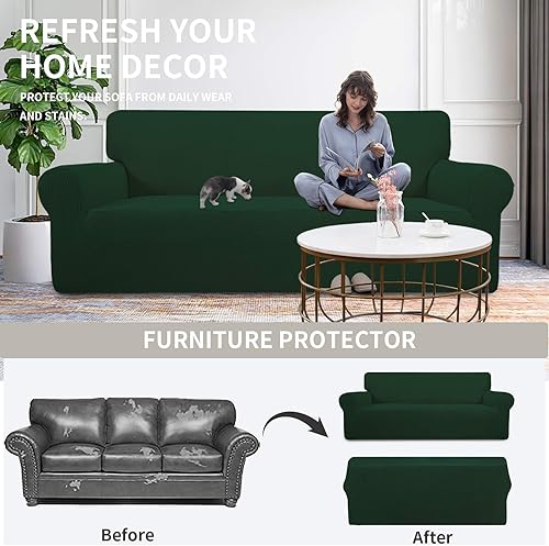 Vista 214 de Easy-Going - Funda elástica para sofá biplaza, 1 pieza, suave, con parte inferior elástica, protector para niños, tela jacquard de elastano y Gris