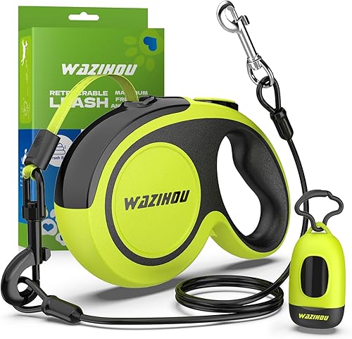 Miniatura 1 de Correa retráctil para perro de 18 pies, bolsa desmontable para excrementos y cable a prueba de mordidas e incluye correa retráctil reflectante