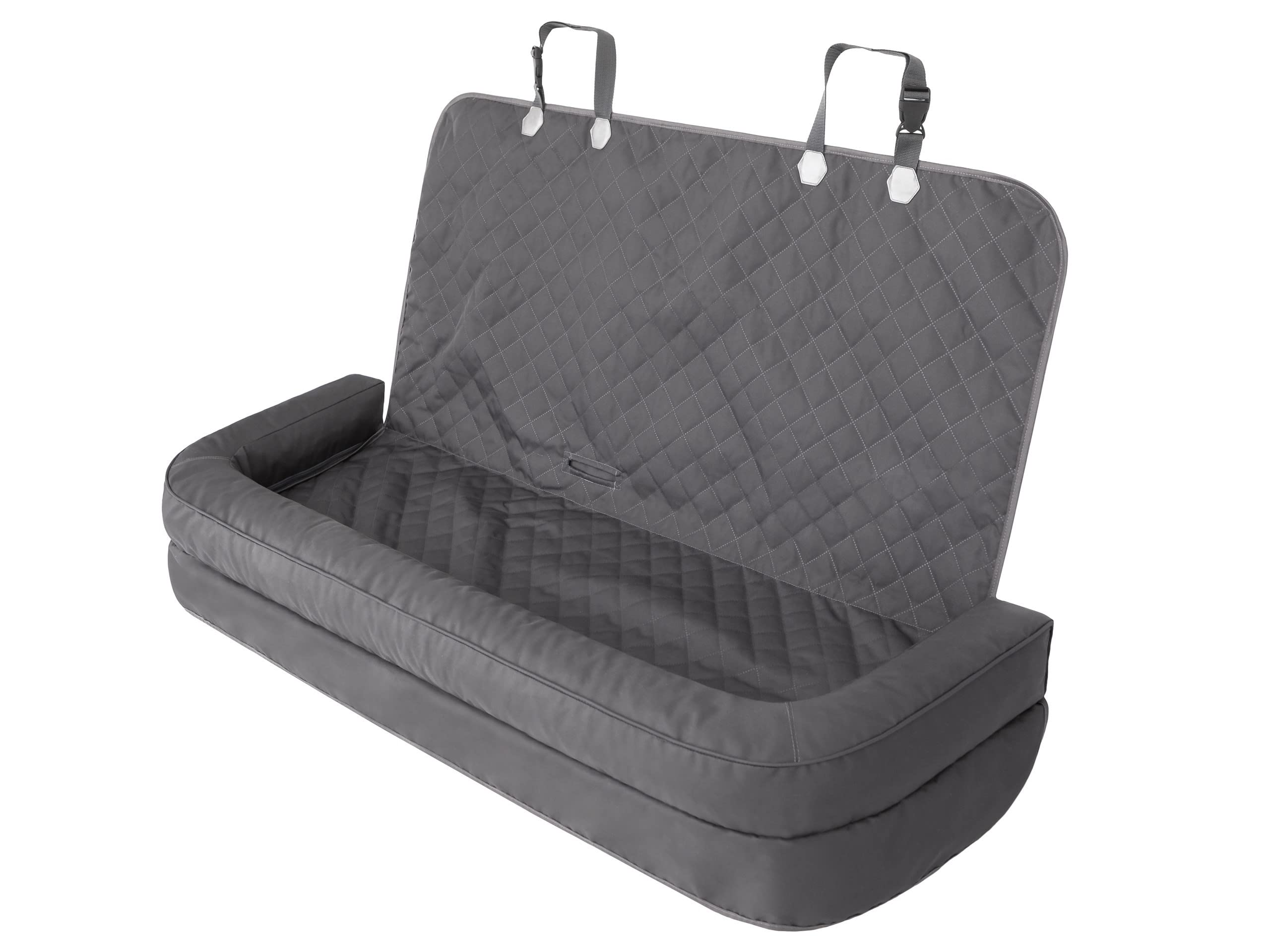 PillowPrim Asiento de Coche para Perros, Manta Trasera para Coche, Caja de Transporte para Gatos, Cesta para Perros, arnés para Perros, Cama para Perros, Cesta de Grafito Oxford, 133 x 45 cm