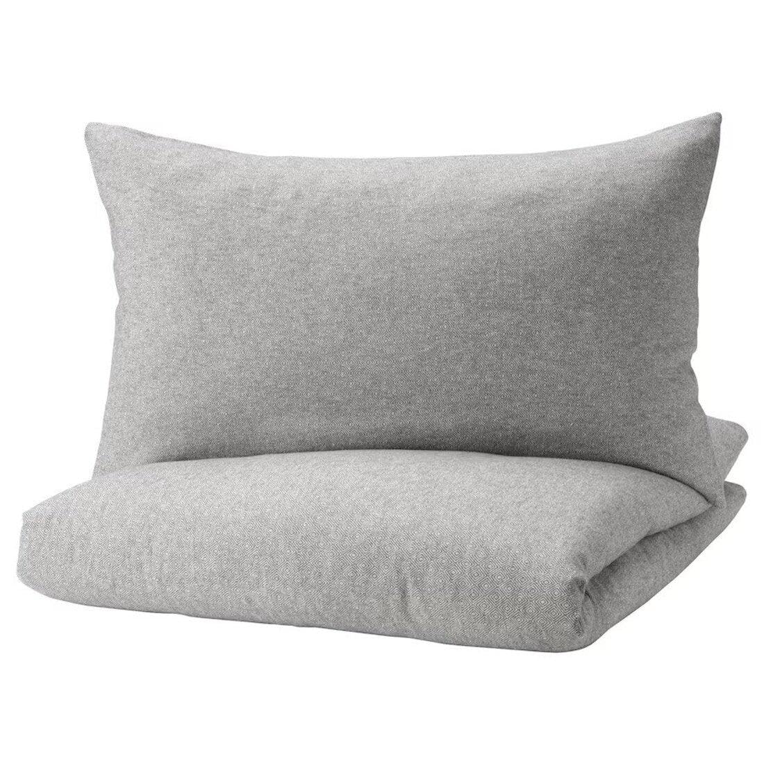 Ikea VÄSTKUSTROS Duvet Cover Set, Dark Grey/White, 240x220 cm with 2 Pillowcases 50x80 cm, 100% Cotton-image-31