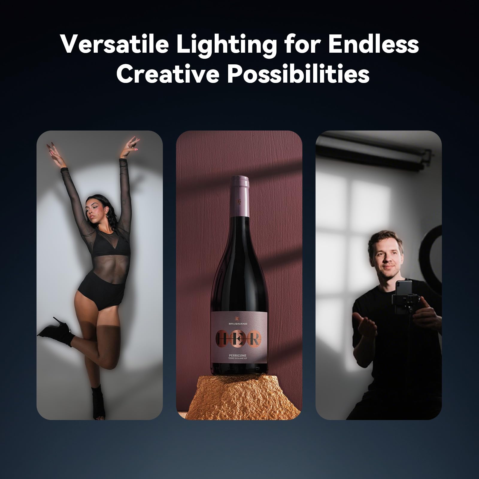 RGB-LED-Fotografie-Taschenlampe, 7500 mAh, Aluminiumlegierung, gemusterter Umgebungsstrahler, tragbarer optischer Snoot-Licht mit 4 Farbfiltern mit 20 Gobos für Vlog/SNS