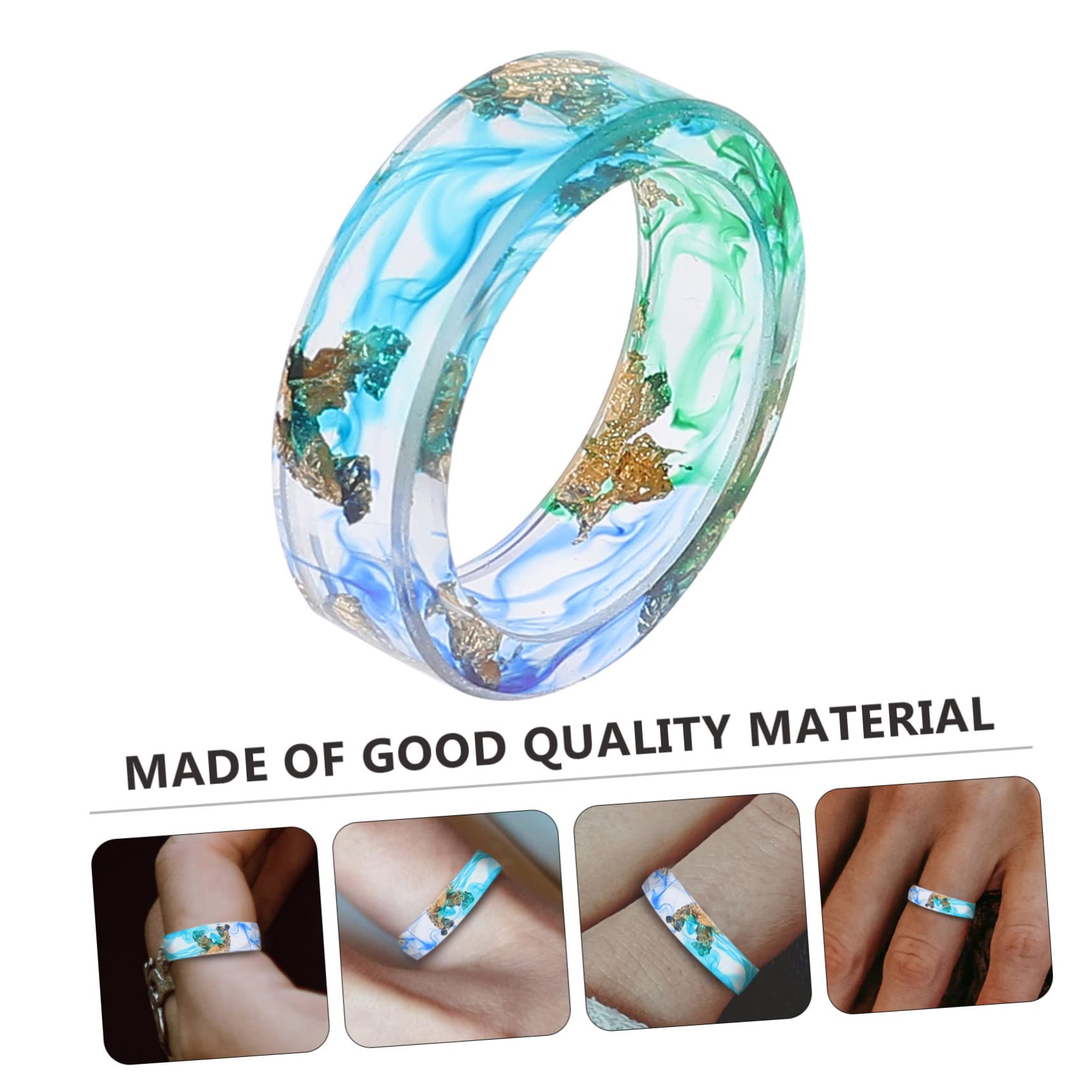 Homoyoyo 1Pc Creative Gold Foil Resin Ring Unique Handmade Jewelry for Festivals and Daily Wear Decorative Ring for Costume Parties and Selfie Props
