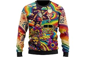 Groovy Ugly Christmas Sweater For Women, Hippie Mens Funny Ugly Sweater Xmas Crew Neck Sweatshirt
