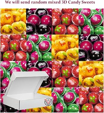 Mango Flavorbomb,Strawberry Flavorbomb,Cherry Colla Flavorbomb,Watermelon Splash 3D Candy Mixed Sweets 20g - Mixed Flavours of 3D Candies (60 x 3D Candies (Full Box))