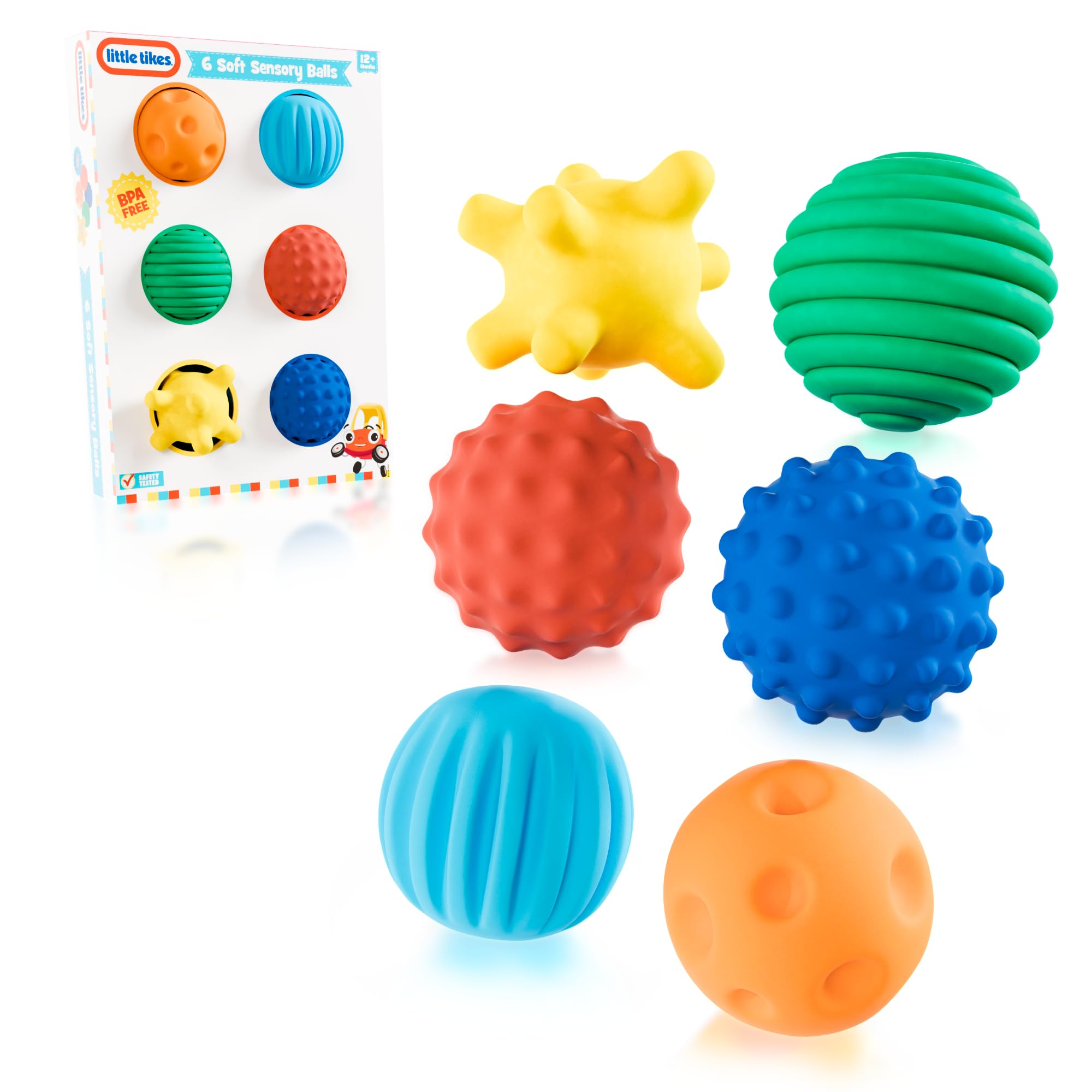 Lollipop - Little Tikes 6 Soft Sensory Balls – Baby Safe Balls for 1 Year Old, BPA Free Textured Balls for Toddlers – Learning Toys for 12 Months+ – Infant Tool Set for Motor Skills & Sensory Play