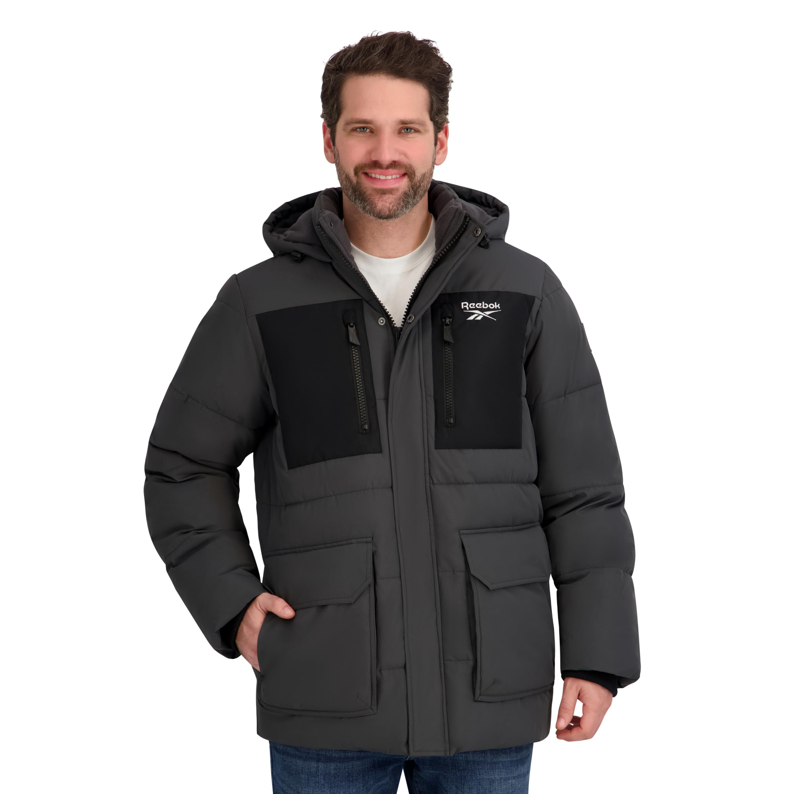Reebok Mens Puffer Parka Heavyweight Jacket