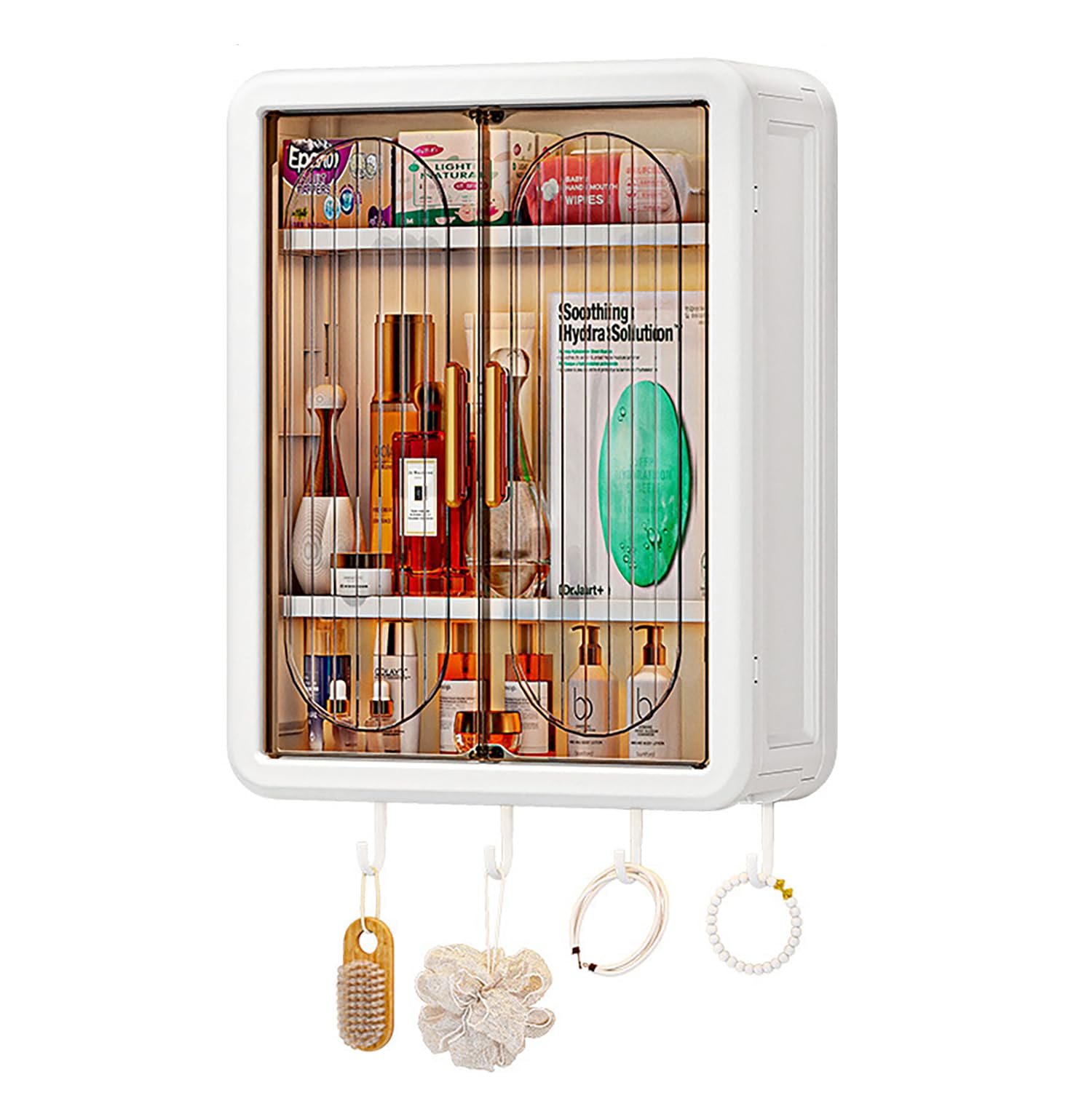 House of Quirk Wall Mounted Bathroom Storage Rack – Punch-Free Magnetic Storage Box, Dust-Proof Organizer Rack for Home & Bathroom Essentials (White, Extra Large)-image-42