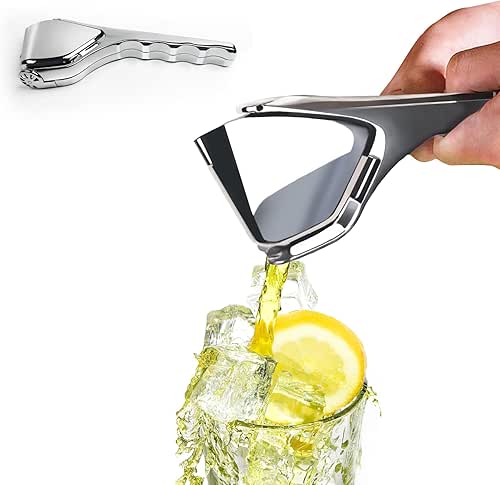 Lemon Squeezer Stainless Steel,Handheld Citrus Squeezer with Built-in Strainer,Maximum Extraction