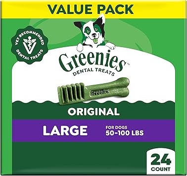 Greenies Veterinarian-Recommended Natural Dental Dog Treats, Large Size, Original Flavor, 36 oz. Pack, 24 Count