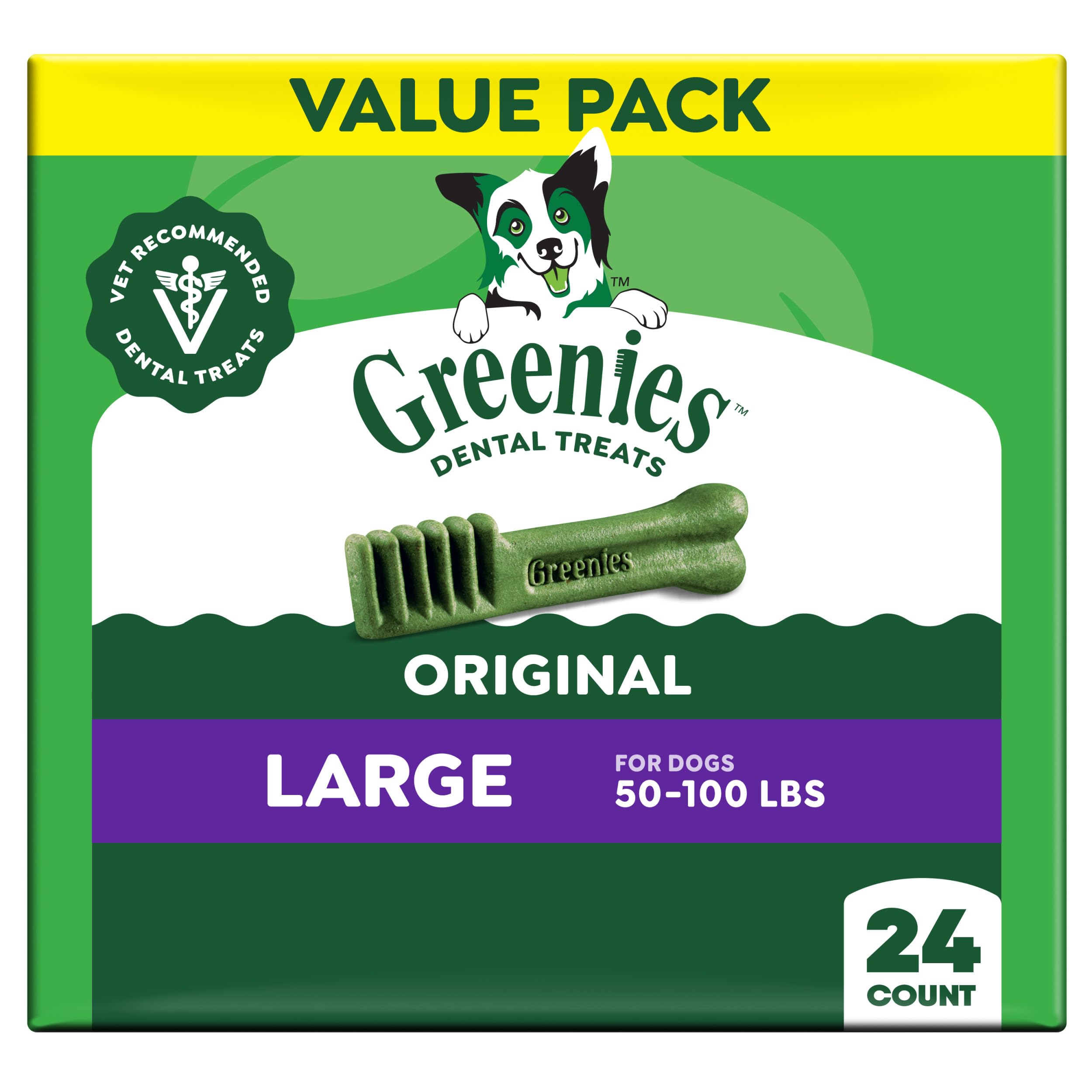 Greenies Veterinarian-Recommended Natural Dental Dog Treats, Large Size