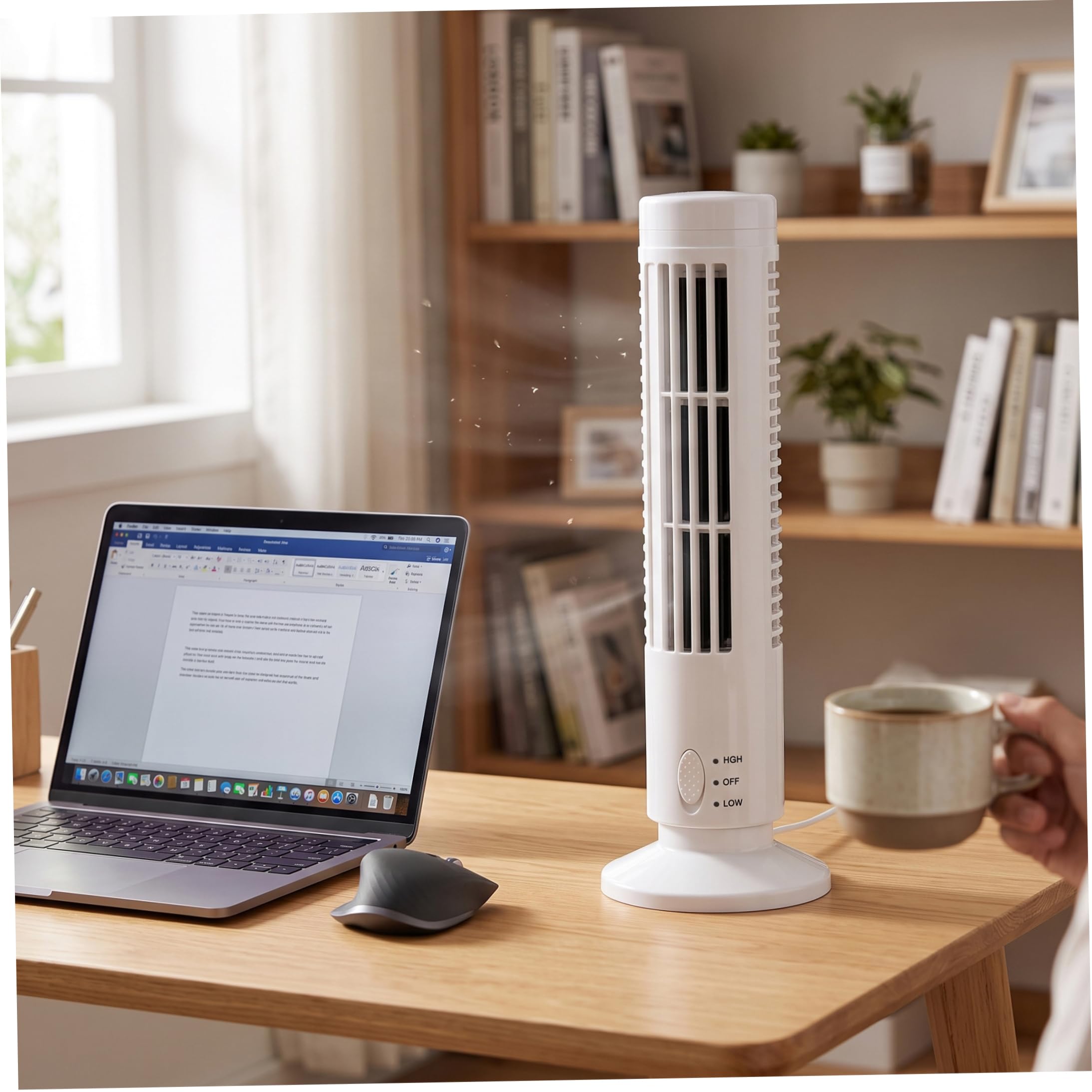 Paquete de 2 Ventiladores de Escritorio sin aspas, Mini Ventiladores de Torre de enfriamiento USB, Ventilador de Escritorio de pie para Oficina, Dormitorio, Sala de Estar, Blanco