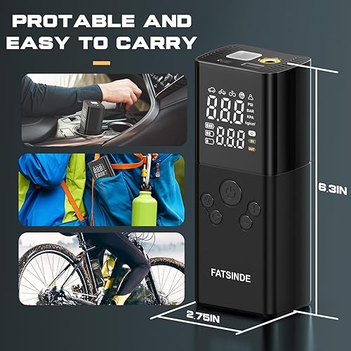 Miniatura 7 de Inflador de neumáticos, compresor de aire portátil, bomba de aire portátil de 150 PSI para automóvil, inflado eléctrico de neumáticos inalámbrico