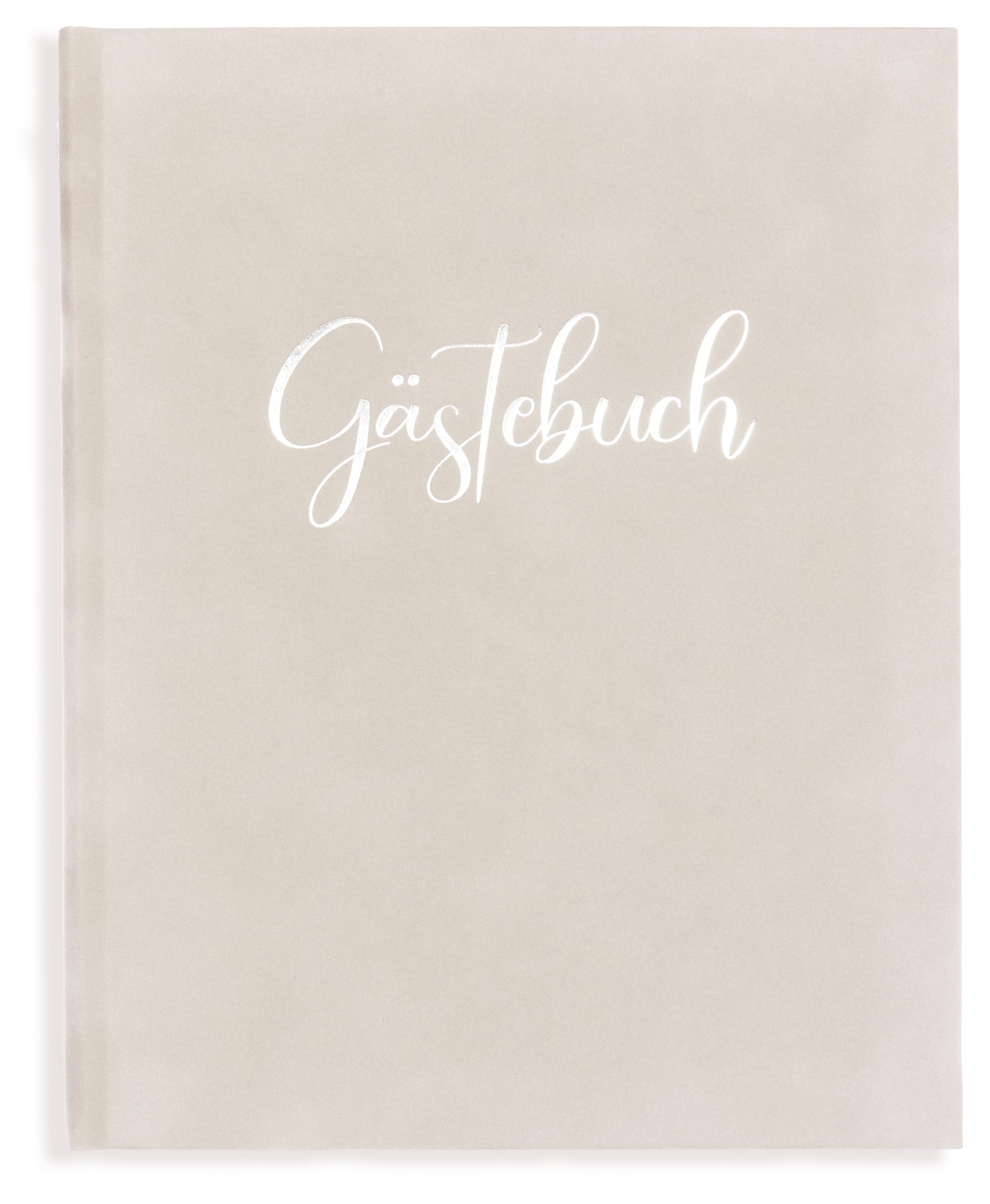 Gästebuch aus Samt in hellem Grau zur Hochzeit, Taufe, Geburtstag, Konfirmation, Ferienwohnung, UVM. 23 x 18 cm, 124 Seiten