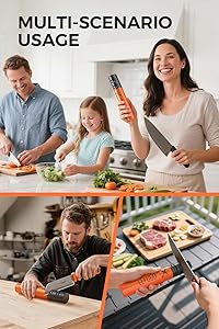 LEFUGO Electric Knife Sharpener, 3 Speed Max 7000RPM Handheld Sharpener for Kitchen Knives, Electric Knife Sharpening Tool of Portable Cordless Rechargeable 2000mAh (Orange)