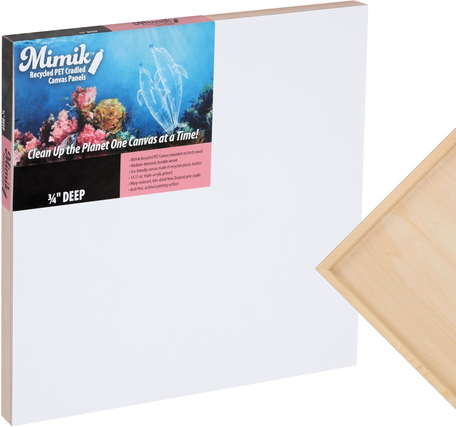 Creative Mark Mimik Recycled PET Cradled Canvas Panel 3/4" Depth - 10X20 Single Canvas - Medium-Textured Painting Board for Eco-Conscious Artists, 14.11 oz Triple-Acrylic-Primed Weight Mounted Canvas