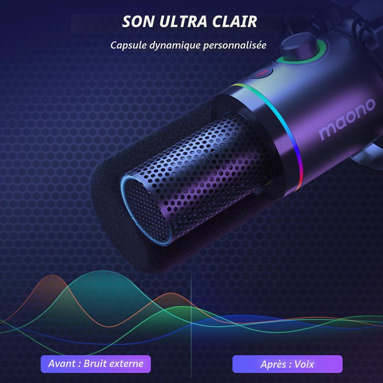 MAONO XLR-USB Dynamiques Micro Kit, PC Podcast Micro avec Bras, Logiciel, Mute, Bouton de Gain, Contrôle du Volume, Microphone pour Streaming, Gaming, PS4-PS5, Doublage, Enregistrement (PD200XS Noir)