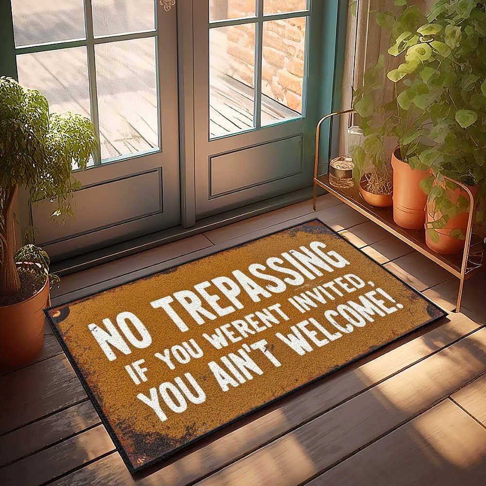 Tapis de salle de bain No Trespassing pour une décoration de douche masculine et drôle