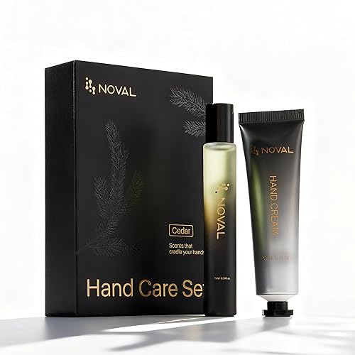 NOVAL Juego de cuidado de manos y cutículas para hombres con aroma a cedro, aceite esencial para cutículas masculinas y crema de manos con jojoba,