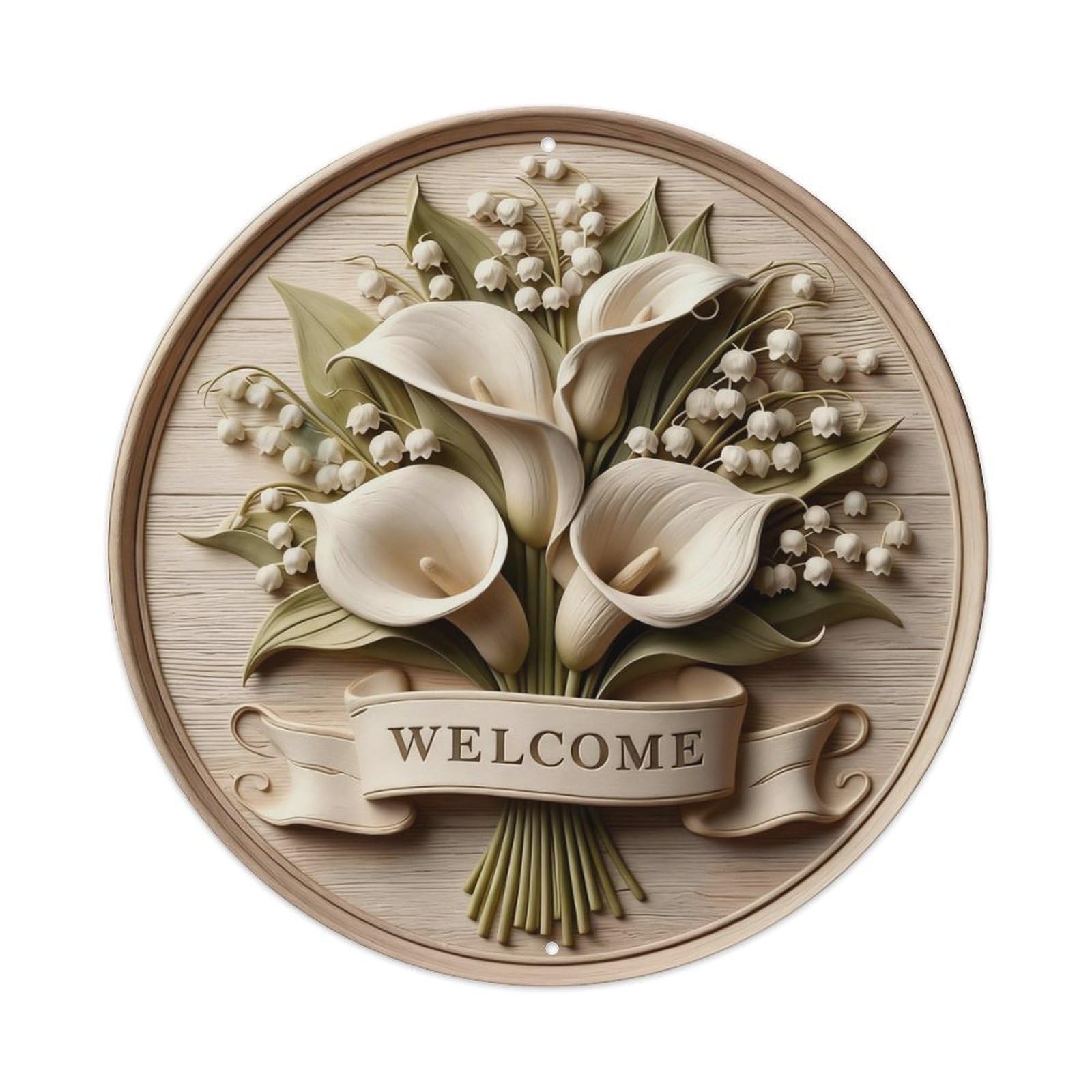 Zlatcbu Vintage Welcome Calla Lily Floral Arrangement Metal Tin Sign Retro Wall Art Poster, Decor For Home Living Room Bar Cafe Garage, 8X8 Inch