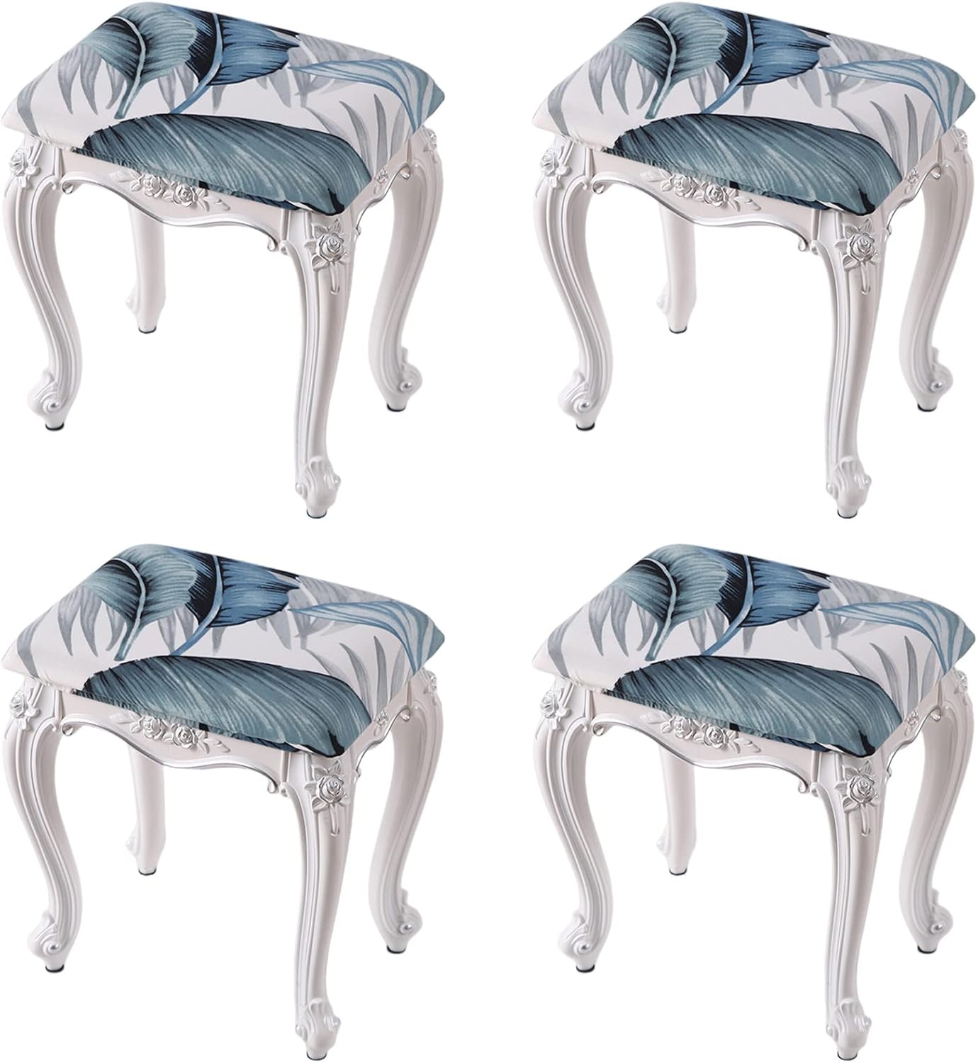 4PCS Elastic Rectangle Bar Stool Covers,Foot Stool Seat Cushion Covers,Vanity Stool Covers Square,Counter Stool Cover,Rectangle Stool Covers,Dressing Chair Covers,Saddle Seat Covers,15