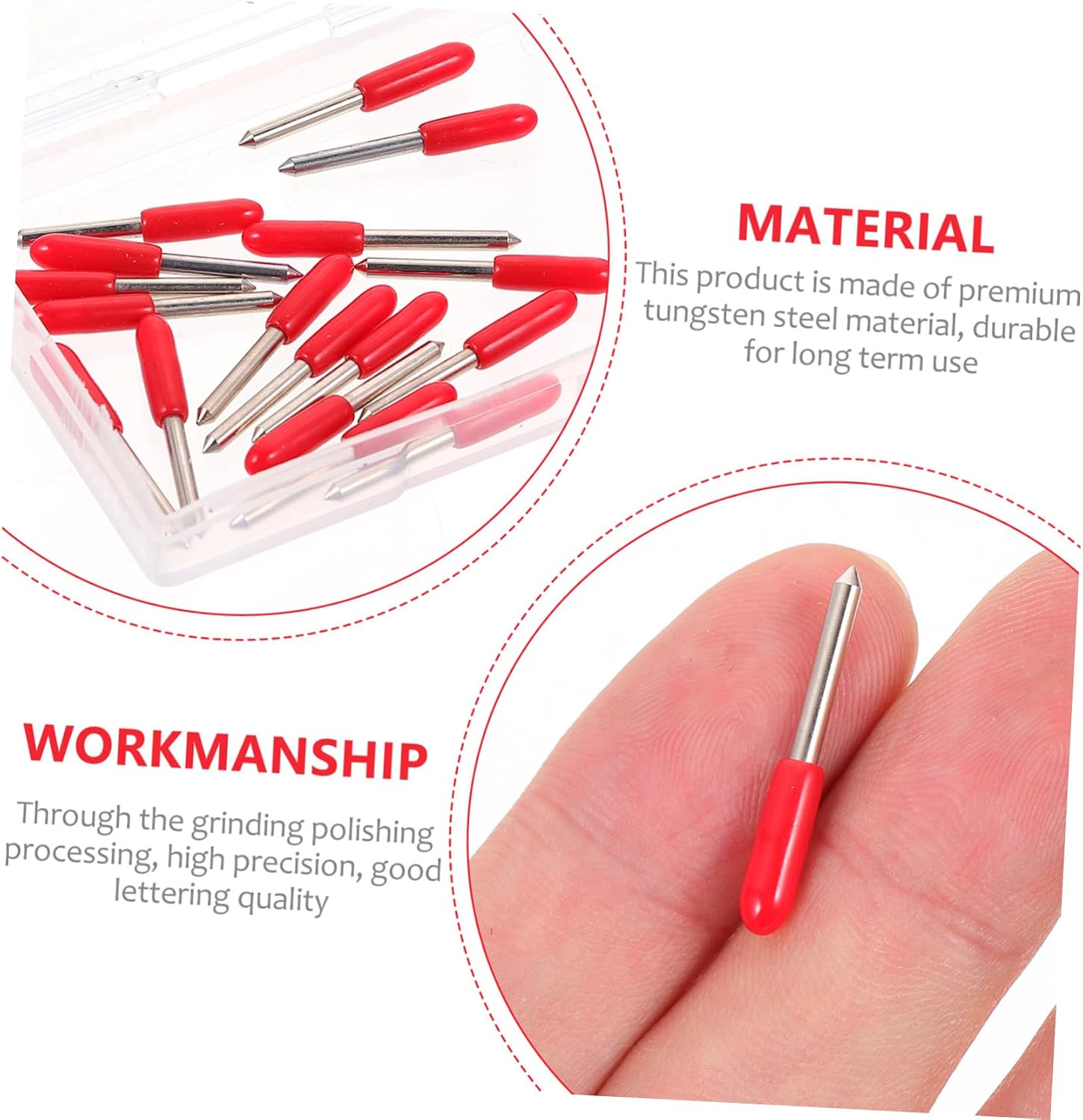 Holibanna 20pcs Cutting Plotter Blades Red Rubber-covered Cutting Tools for Computer Lettering and Engraving for Vinyl