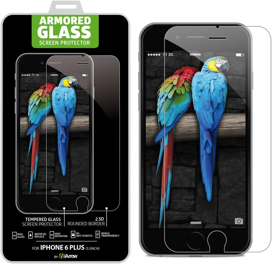 iPhone 6 Plus Screen Protector (5.5 inch ONLY) Tempered Glass - HD Crystal-Clear Ballistic Glass - Advanced Triple-Layer Design Delivers 99.99% Clarity and Touchscreen Accuracy!