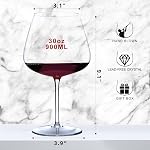 Super grand 30OZ Ensemble de verres à vin 4- Verres à vin géants en cristal soufflé à la main, Grandes verres bourguignons Surdimensionnés, Vin Blanc Rouge,Luxury, Élégant, Cadeau idéal pour les femmes,Homme,Noël,Anniversaire,Birthday