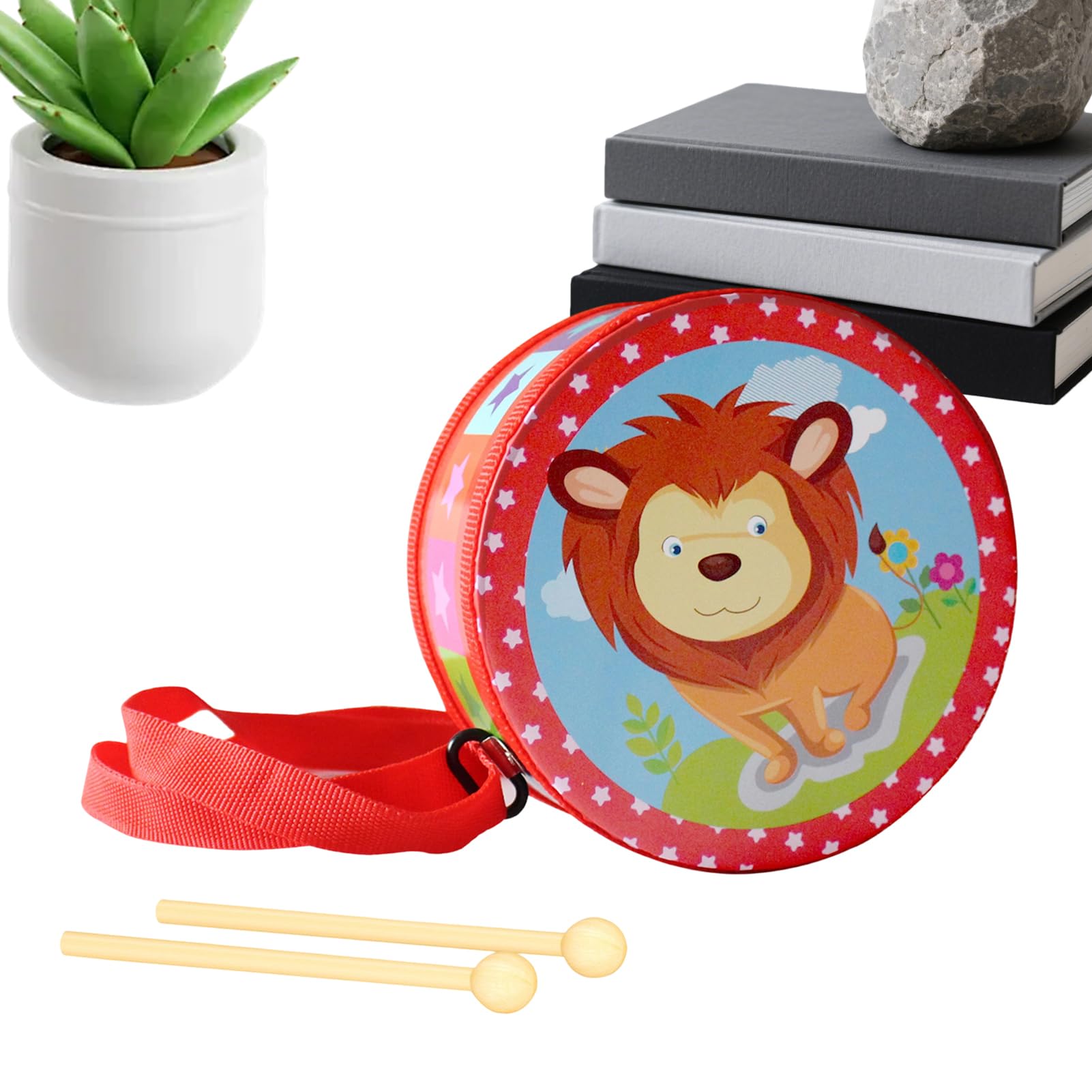 Drum Set, Awakening Instrument, 15 cm Adjustable Carrying Strap Drum Set for Boys and Girls 2-5 Years Old Education Birthday Home Nursery Room — view 7