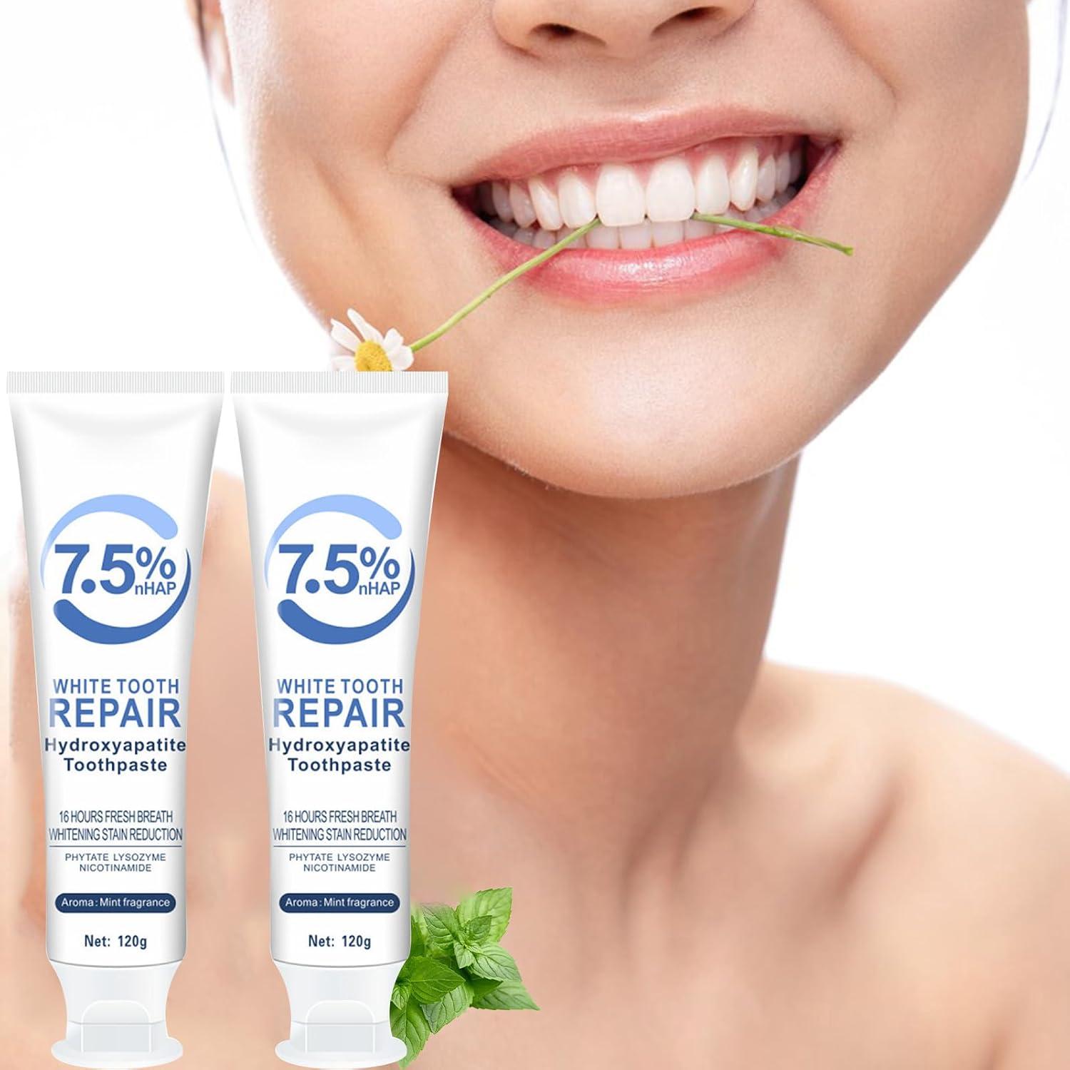 Pack of 2 hydroxyapatite toothpaste hydroxyapatite toothpaste toothpaste hydroxyapatite improves yellow teeth and refreshes breath provisions extended enamel protection