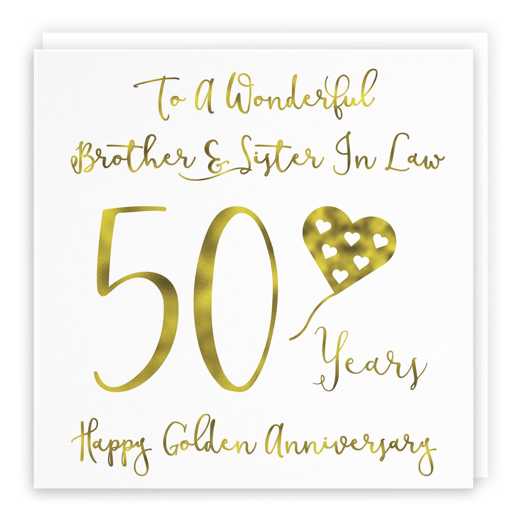 Hunts England, Brother And Sister In Law 50th Anniversary Card, To A Wonderful Brother & Sister In Law, 50 Years