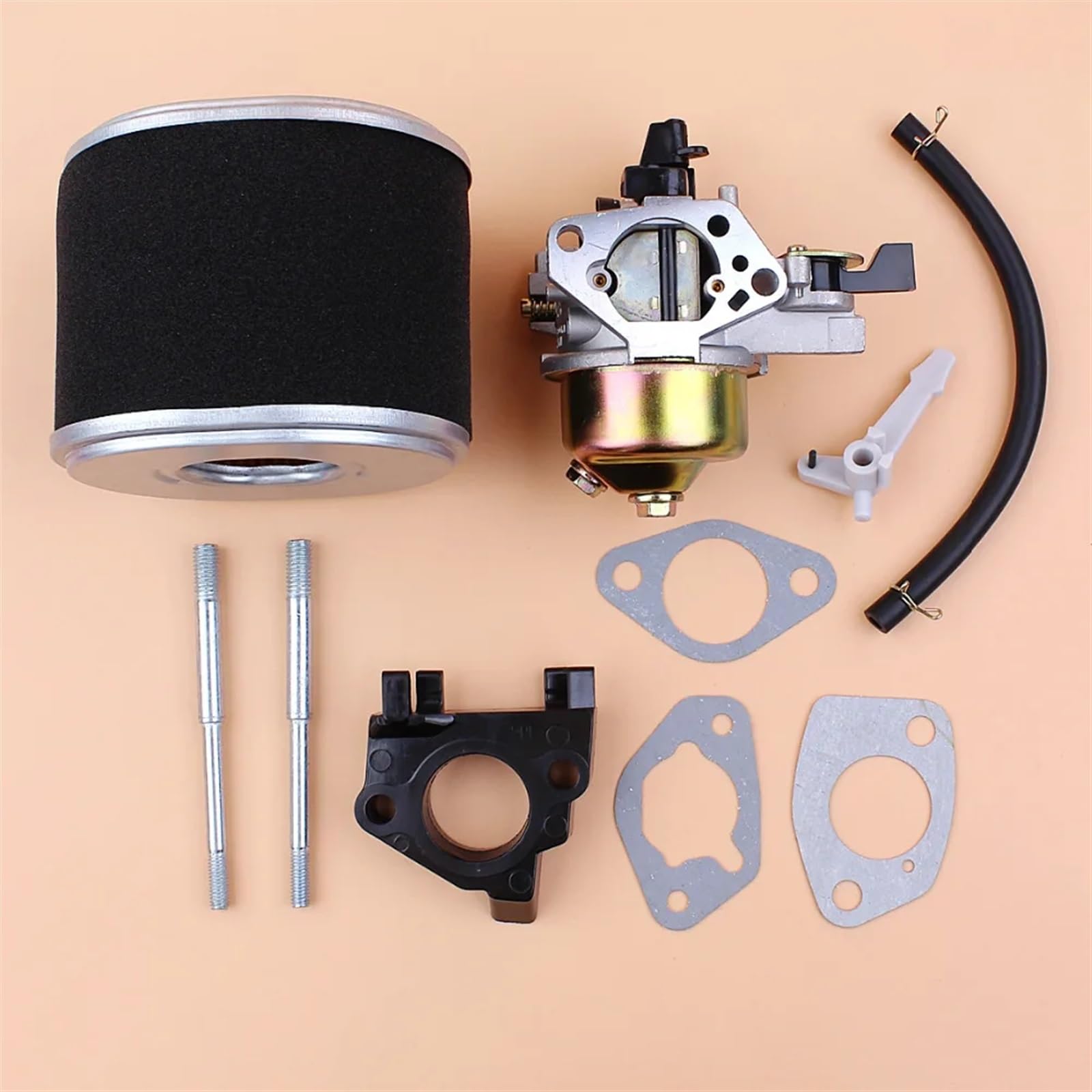 DUNLAP Kit de Junta de Filtro de Aire con Perno Aislante de carburador Ajustable, Apto for Motor de Gasolina GX390 GX 390 Chino 188F 13HP