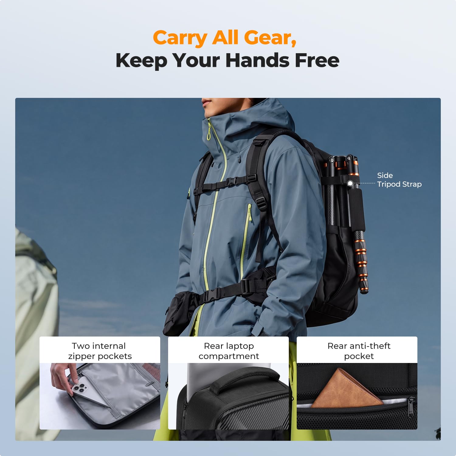 K&F CONCEPT Zaino per fotocamera 2 in 1, zaino rigido per drone