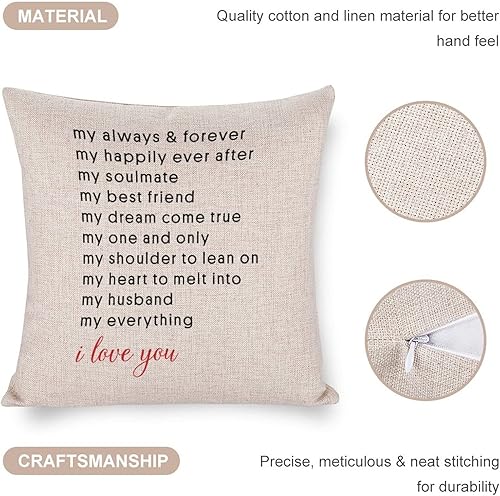 Miniatura 4 de Funda de cojín con diseño de corazón de amor, My Always & Forever My Happily Ever After My Soulmate, funda de almohada decorativa de algodón y lino