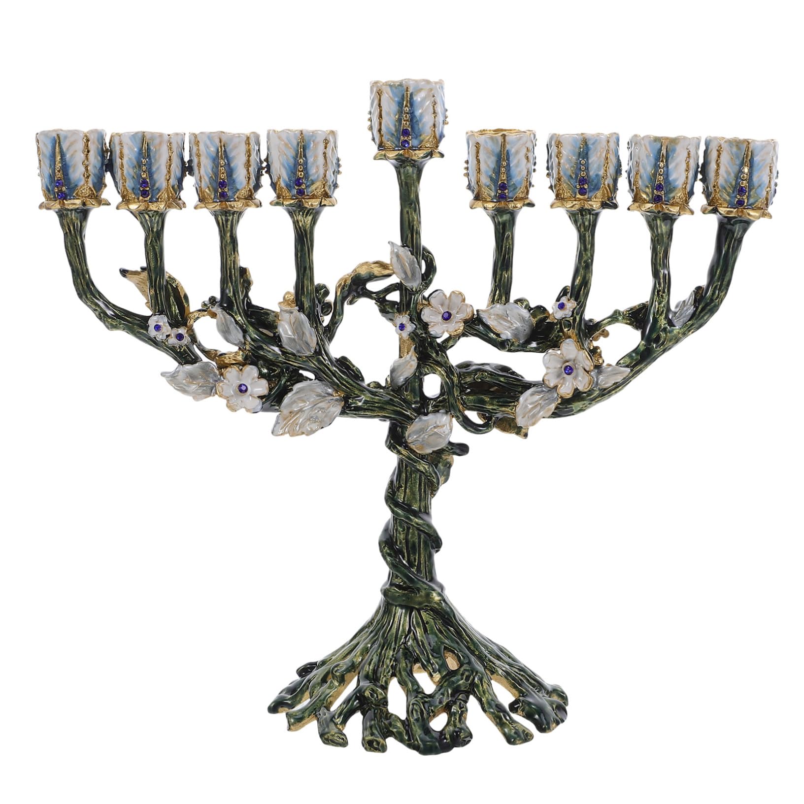 Ménorah 9 branches 35 cm en zinc vintage, le cadeau idéal de Hanoukka