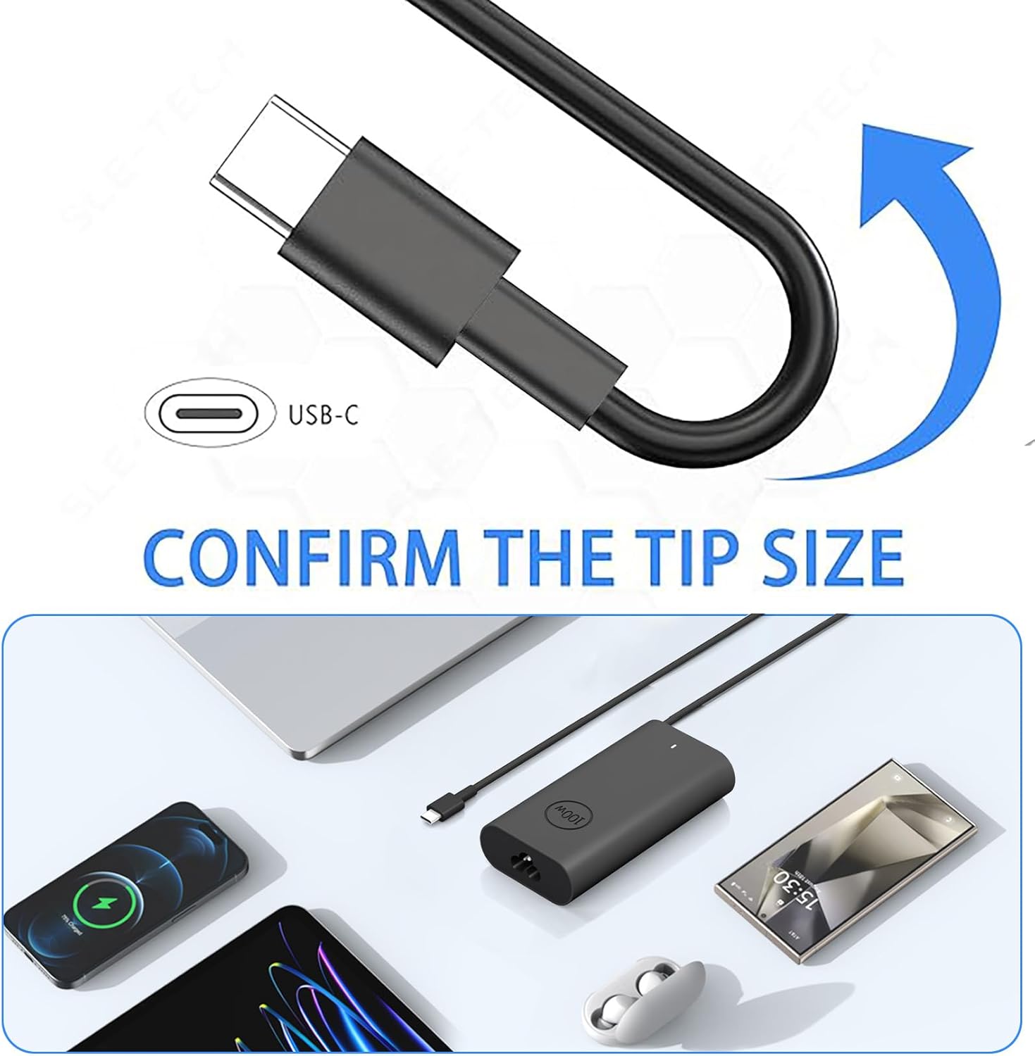 Slim 100W USB C Laptop Charger Compatible with Dell Laptop Charger,for Precision 5550 5560 5570 5750 3560 XPS 15 9500 9575, XPS 17, Latitude 7410 7310 Computer Type C AC Power Cord