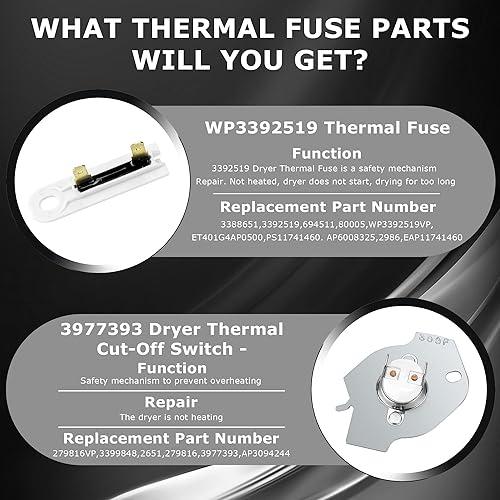 Miniatura 6 de W10724237 3403585 279838 Elemento calefactor de secador-para Whirlpool wed4815ew1 ned4655ew1 wed5000dw2 wed4616fw0 wed5100vq1 wed4950hw0 wed4950hw0