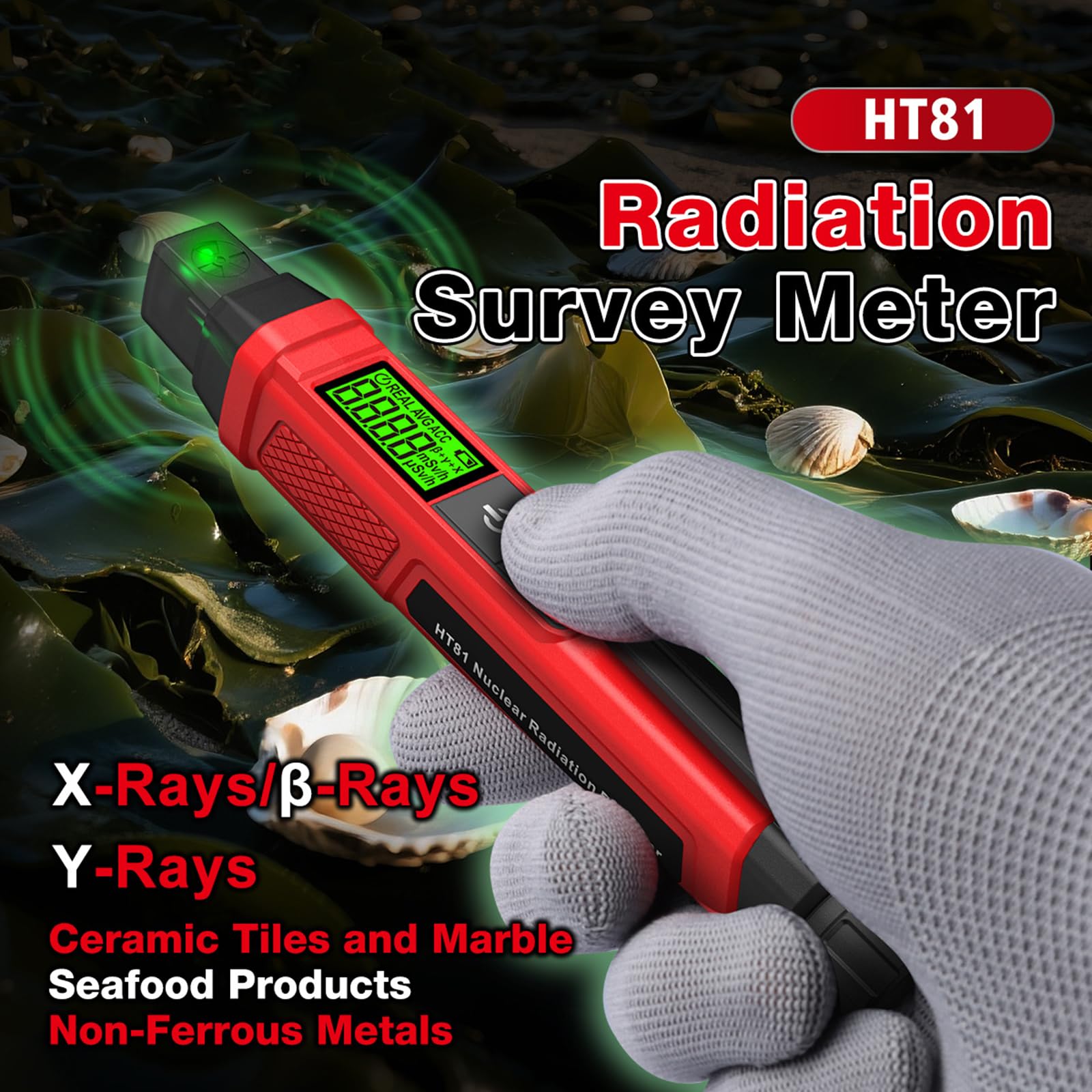 Misuratore rilevamento delle radiazioni piccole dimensioni Lunga durata Custodia in plastica Ideale per sui materiali e controlli sicurezza Misuratore radiazioni Contatore Geigers