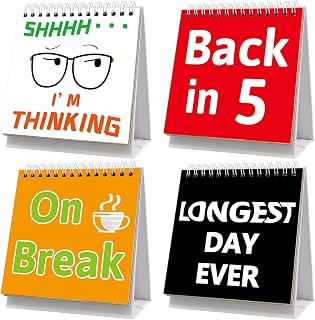 FancyLand Funny Flip-Over Desk Signs - 30 Hilarious Messages, Erasable Boards & Marker for Office Humor & Gag Gifts