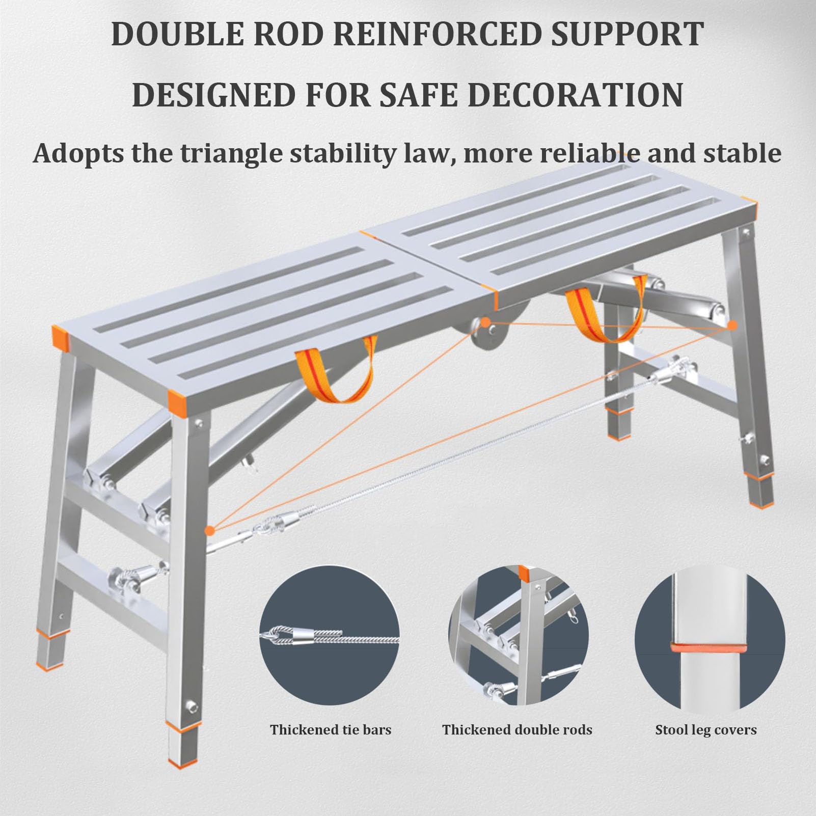 Plataforma de trabajo de altura ajustable para equipos de andamios, Escalera y taburete de torre de andamio plegable multiusos portátil Escalera de tijera de aluminio y taburete pintar paneles de ye