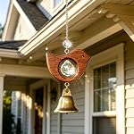 Crystal Suncatchers for Window Hanging Glass Wind Chime Style Garden Sun Catchers with Bird Wood & Crystals Prisms Rainbow Maker Indoor Outdoor Decor