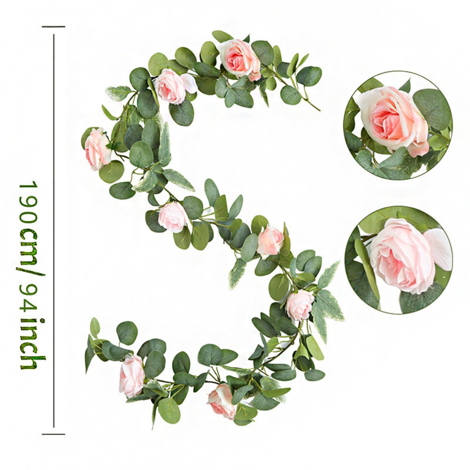 Eukalyptus Seiden Rosen Pfingstrosen Girlande Deko, Blumengirlande Eukalyptus Girlande Vintage Gefälschte Blume Pfingstrose Für Klimaanlage Decke Wohnzimmer Hochzeit Feste (Weiß,3 Stück)